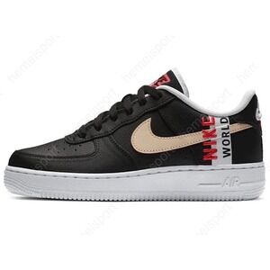 Kids Nike Air Force 1 LV8 1 GS Worldwide Pack Black Crimson sneakers size 4.5y
